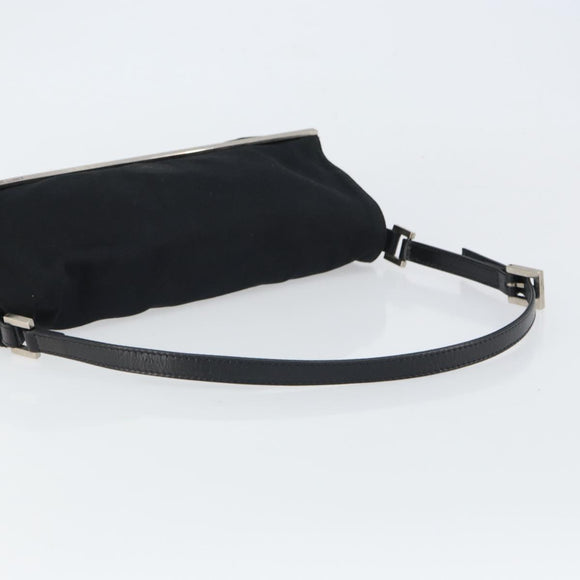 FENDI Shoulder Bag Cotton Black Silver Auth 163537