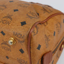 MCM Vicetos Logogram Boston Bag PVC Leather Brown Gold Auth 163539-9
