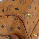 MCM Vicetos Logogram Boston Bag PVC Leather Brown Gold Auth 163539-14