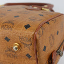 MCM Vicetos Logogram Boston Bag PVC Leather Brown Gold Auth 163539-15