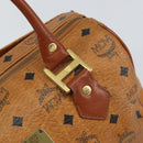 MCM Vicetos Logogram Boston Bag PVC Leather Brown Gold Auth 163539-10