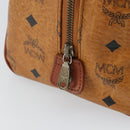 MCM Vicetos Logogram Boston Bag PVC Leather Brown Gold Auth 163539-17