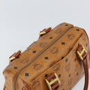 MCM Vicetos Logogram Boston Bag PVC Leather Brown Gold Auth 163539-6