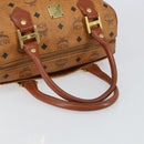 MCM Vicetos Logogram Boston Bag PVC Leather Brown Gold Auth 163539-7