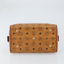 MCM Vicetos Logogram Boston Bag PVC Leather Brown Gold Auth 163539-5