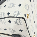 MCM Vicetos Logogram Boston Bag PVC Leather White Gold Auth 163545-16