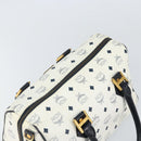 MCM Vicetos Logogram Boston Bag PVC Leather White Gold Auth 163545-6