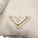 PRADA Canapa PM Hand Bag Canvas White Gold Auth 163549-18