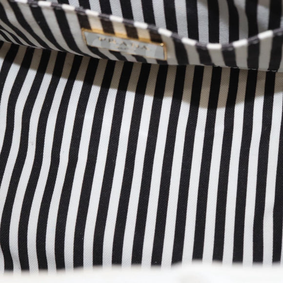 PRADA Canapa PM Hand Bag Canvas White Gold Auth 163549