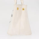 PRADA Canapa PM Hand Bag Canvas White Gold Auth 163549-3