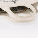 PRADA Canapa PM Hand Bag Canvas White Gold Auth 163549-8