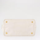 PRADA Canapa PM Hand Bag Canvas White Gold Auth 163549-5