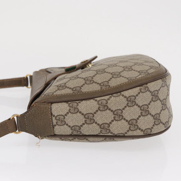 GUCCI GG Supreme Web Sherry Line Shoulder Bag PVC Beige 10 02 056 Auth 163550