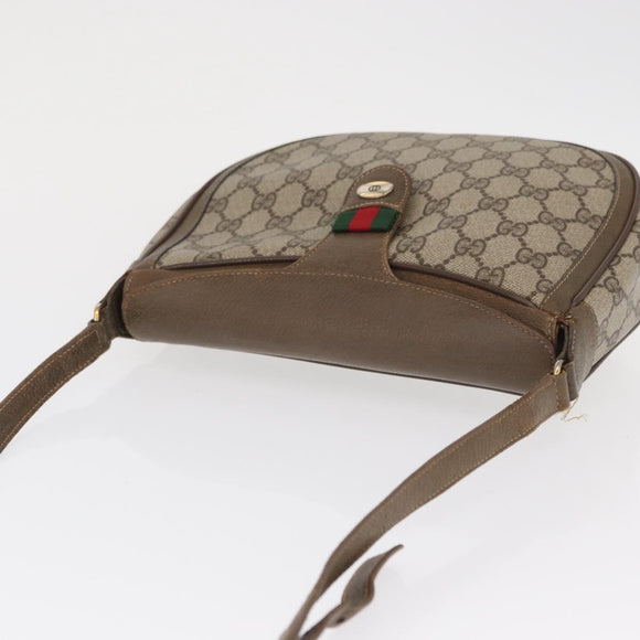 GUCCI GG Supreme Web Sherry Line Shoulder Bag PVC Beige 10 02 056 Auth 163550