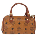 MCM Vicetos Logogram Mini Boston Bag PVC Leather 2way Brown Gold Auth 163554-3