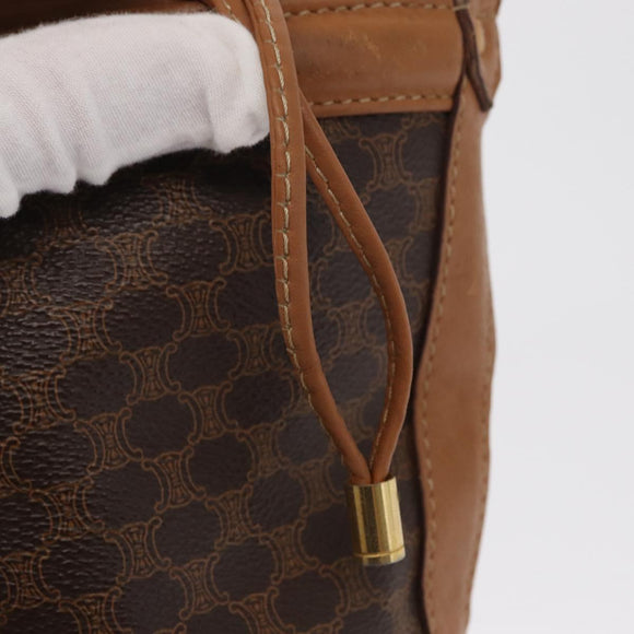 CELINE Macadam Canvas Shoulder Bag PVC Leather Brown Gold Auth 163555