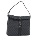 GUCCI GG Canvas Jackie Shoulder Bag Black Silver 001 3355 2123 Auth 163556-1