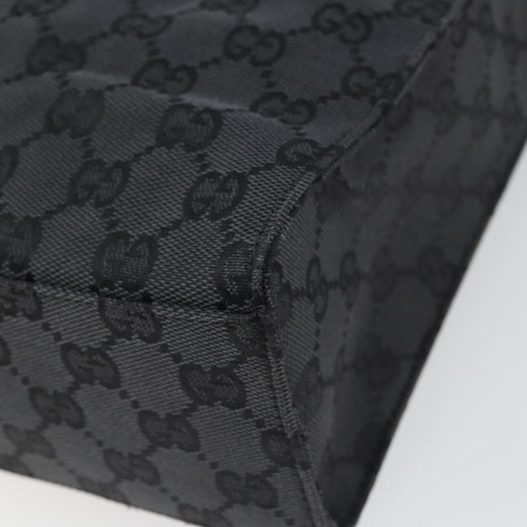 GUCCI GG Canvas Jackie Shoulder Bag Black Silver 001 3355 2123 Auth 163556