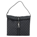 GUCCI GG Canvas Jackie Shoulder Bag Black Silver 001 3355 2123 Auth 163556-2