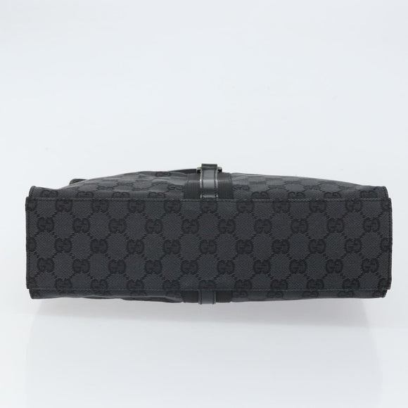 GUCCI GG Canvas Jackie Shoulder Bag Black Silver 001 3355 2123 Auth 163556