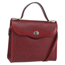 Christian Dior Honeycomb Canvas Hand Bag PVC Leather 2way Red Gold Auth 163559-1