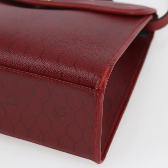 Christian Dior Honeycomb Canvas Hand Bag PVC Leather 2way Red Gold Auth 163559