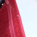 Christian Dior Honeycomb Canvas Hand Bag PVC Leather 2way Red Gold Auth 163559-10