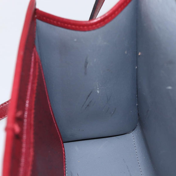 Christian Dior Honeycomb Canvas Hand Bag PVC Leather 2way Red Gold Auth 163559