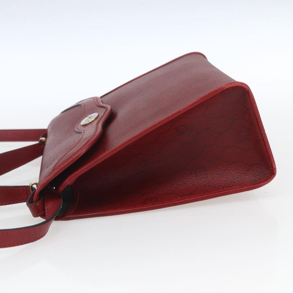 Christian Dior Honeycomb Canvas Hand Bag PVC Leather 2way Red Gold Auth 163559
