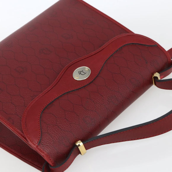 Christian Dior Honeycomb Canvas Hand Bag PVC Leather 2way Red Gold Auth 163559