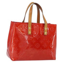 LOUIS VUITTON Monogram Vernis Reade PM Hand Bag Red Rouge M91088 LV Auth 163560-1