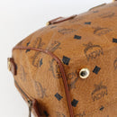 MCM Vicetos Logogram Boston Bag PVC Leather Brown Gold Auth 163563-11