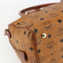 MCM Vicetos Logogram Boston Bag PVC Leather Brown Gold Auth 163563-13