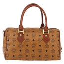 MCM Vicetos Logogram Boston Bag PVC Leather Brown Gold Auth 163563-3
