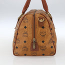 MCM Vicetos Logogram Boston Bag PVC Leather Brown Gold Auth 163563-4