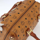 MCM Vicetos Logogram Boston Bag PVC Leather Brown Gold Auth 163563-6