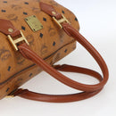 MCM Vicetos Logogram Boston Bag PVC Leather Brown Gold Auth 163563-7