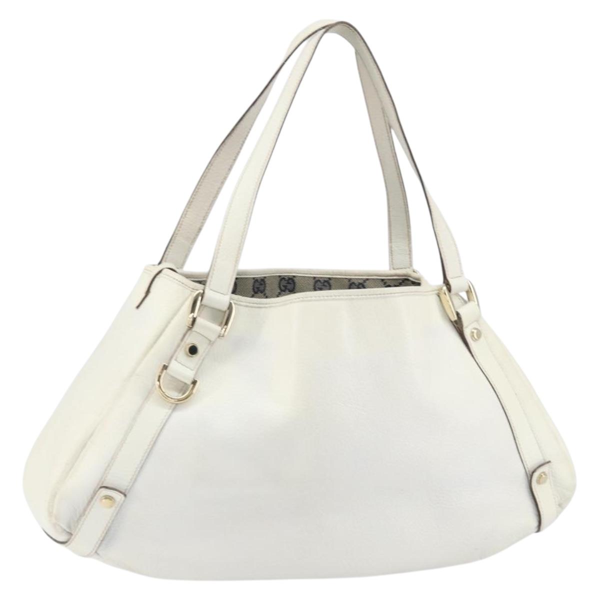 グッチ アビー トートバッグ グッチシマ レザー ホワイト 130736 GUCCI Abbey Tote Bag Leather White Gold 130736 Auth 163566 | Brand