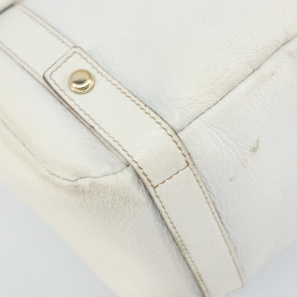 GUCCI Abbey Tote Bag Leather White Gold 130736 Auth 163566