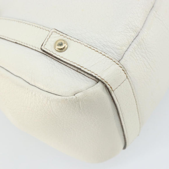 GUCCI Abbey Tote Bag Leather White Gold 130736 Auth 163566