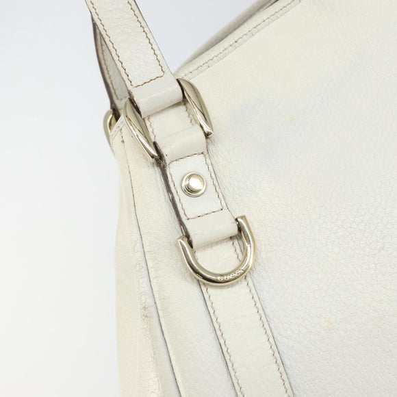 GUCCI Abbey Tote Bag Leather White Gold 130736 Auth 163566