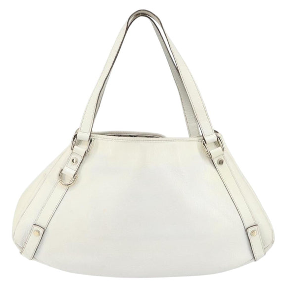 GUCCI Abbey Tote Bag Leather White Gold 130736 Auth 163566