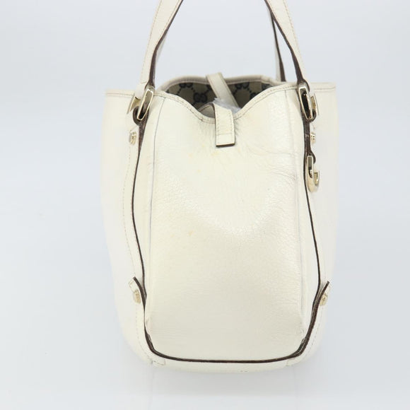 GUCCI Abbey Tote Bag Leather White Gold 130736 Auth 163566