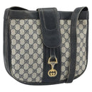 GUCCI GG Supreme Horsebit Shoulder Bag PVC Navy Gold Auth 163567-1