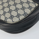 GUCCI GG Supreme Horsebit Shoulder Bag PVC Navy Gold Auth 163567-11