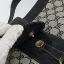 GUCCI GG Supreme Horsebit Shoulder Bag PVC Navy Gold Auth 163567-15