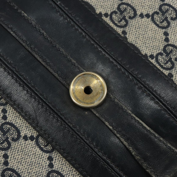 GUCCI GG Supreme Horsebit Shoulder Bag PVC Navy Gold Auth 163567
