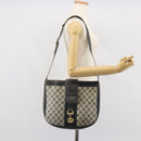 GUCCI GG Supreme Horsebit Shoulder Bag PVC Navy Gold Auth 163567-23
