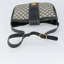 GUCCI GG Supreme Horsebit Shoulder Bag PVC Navy Gold Auth 163567-7