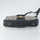 GUCCI GG Supreme Horsebit Shoulder Bag PVC Navy Gold Auth 163567-9